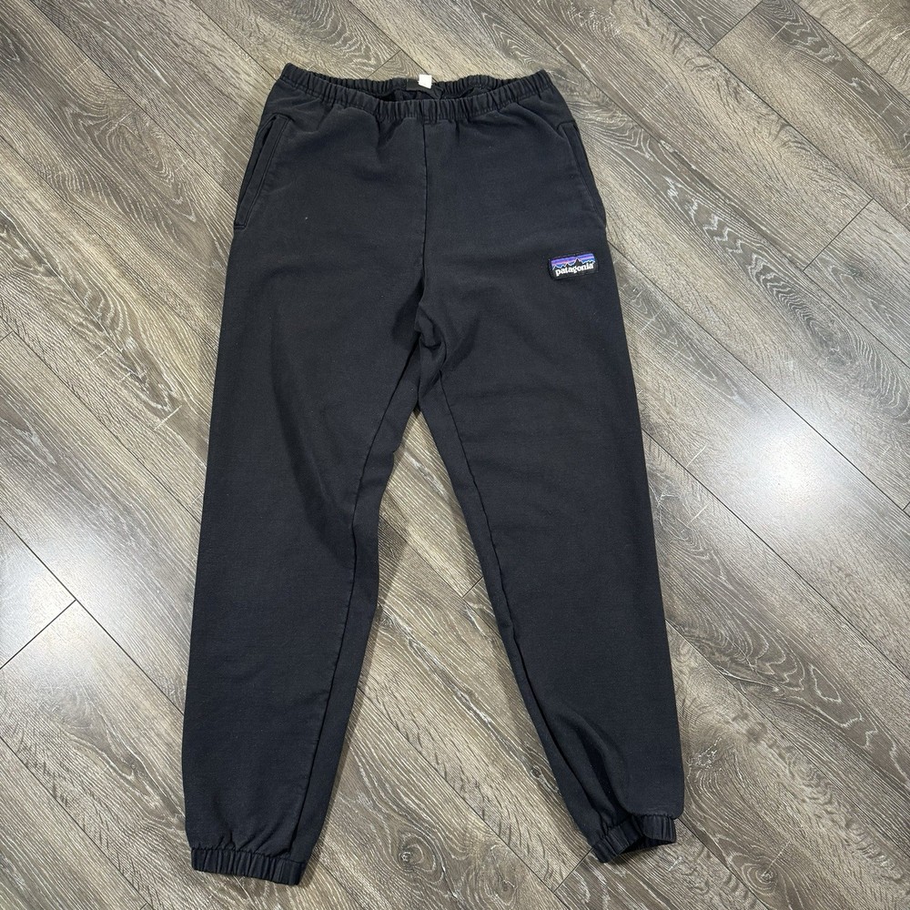 Patagonia Jogger Pants Mens Medium Black Fleece Elastic Waist Cuffed Sweatpants