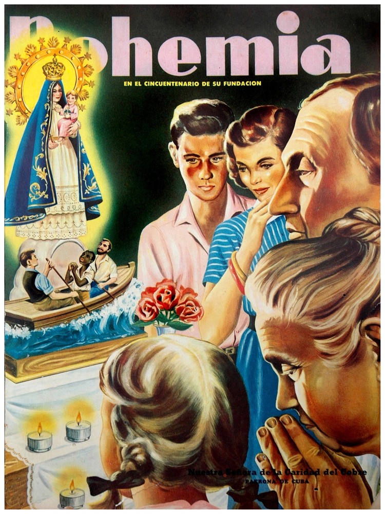 5019.Retro People praying before cuban saint.POSTER.decor Home Office art