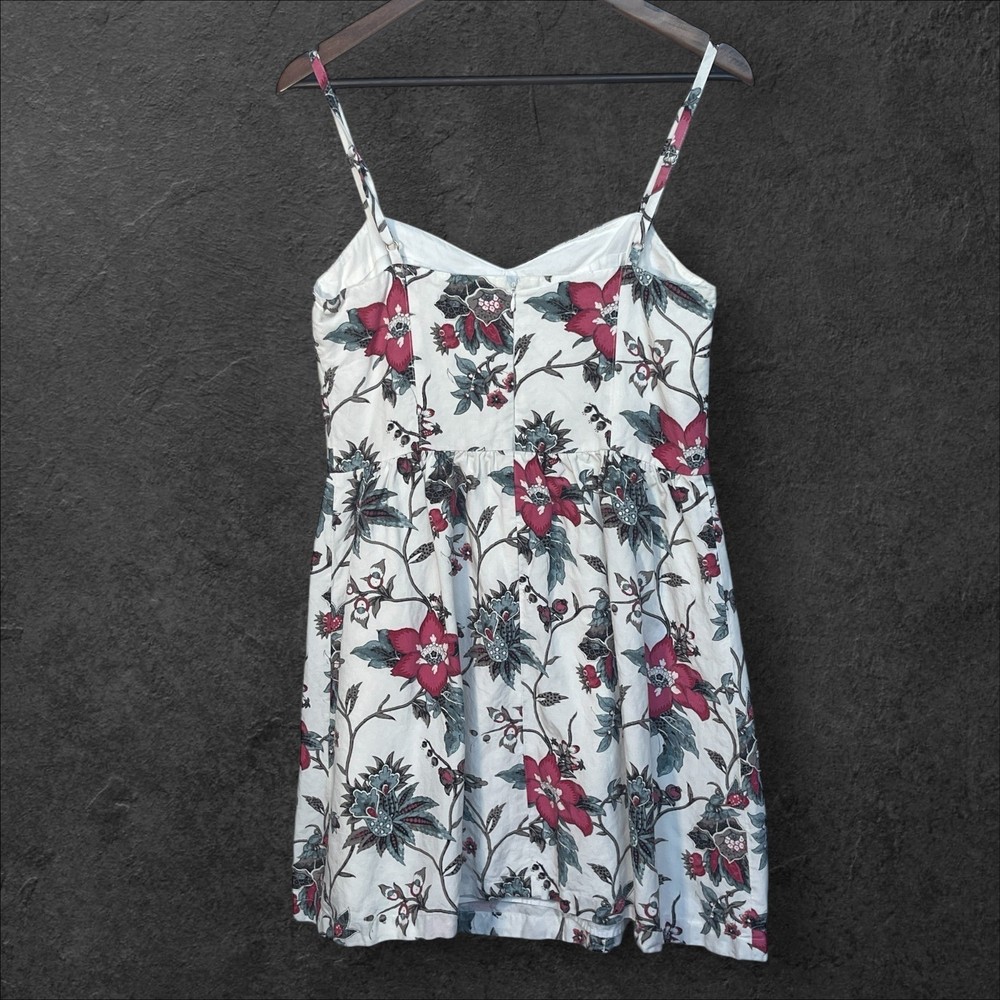 LOFT White Floral Print Spaghetti Strap Dress Women's Size 6
