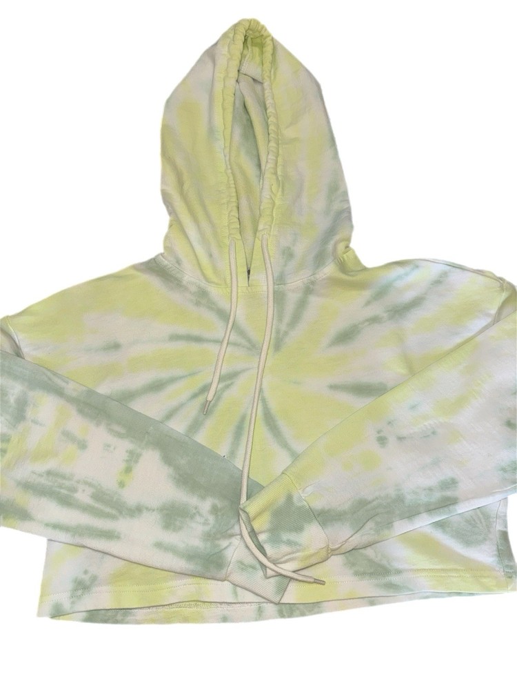 Women's Tie Dye Pullover Hoodie Yellow Green White Long Sleeve