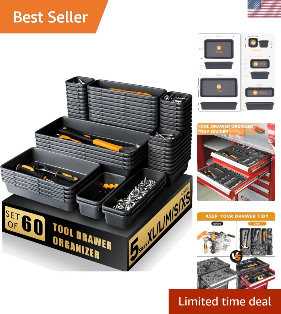 Ultimate 60-Bin Toolbox Organizer for Home and Garage Storage