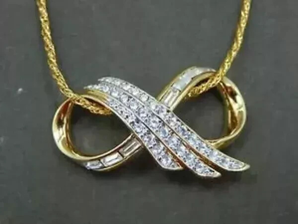 2.00Ct Round Cut Lab Created Diamond Infinity Pendant 14K Yellow Gold Plated