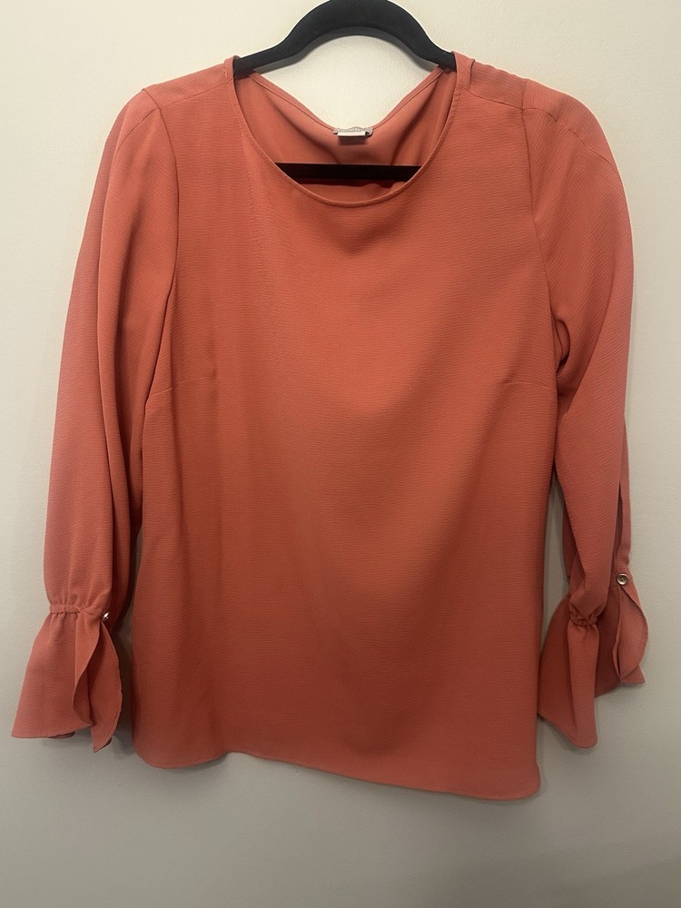 Chicos Women’s Coral Long Sleeve Blouse Size 1=8/10