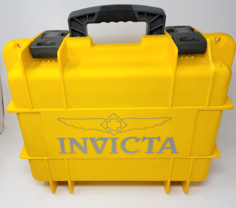 Invicta 8 Slot Impact Resistant Waterproof Watch Storage Case Yellow Collector Box