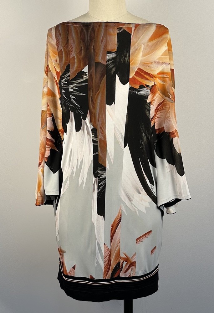 Iconic Roberto Cavalli Feather Print Knit Tunic or Mini Dress size IT 44