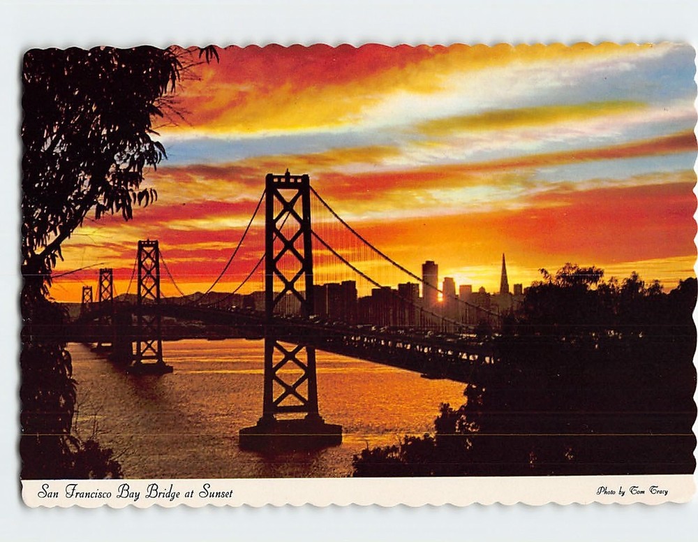 Postcard San Francisco Bay Bridge at Sunset San Francisco California USA