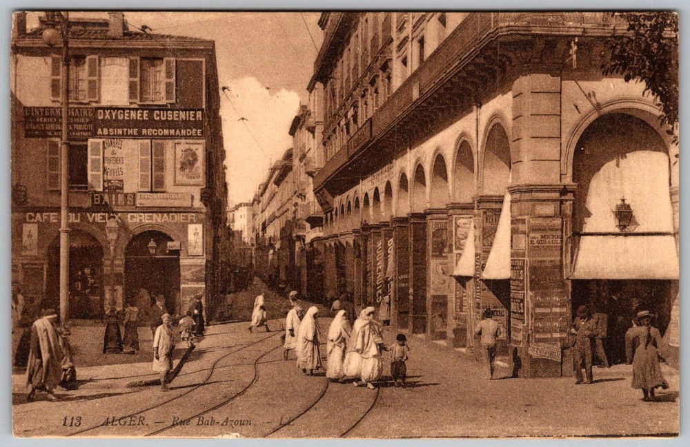 Antique Postcard Bab-azoun Street Scene Algiers, Algeria 1910s