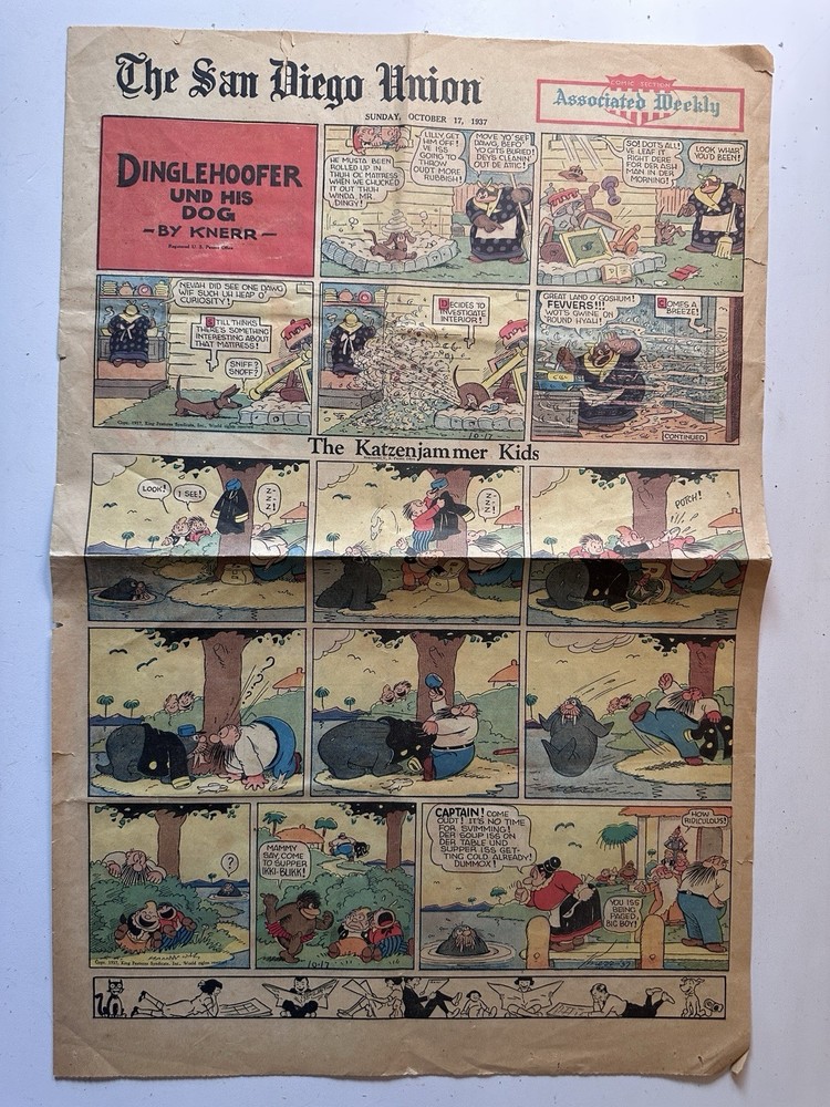 1937 Flash Gordon Sunday Comic Section San Diego Union Oct 17 Prewar