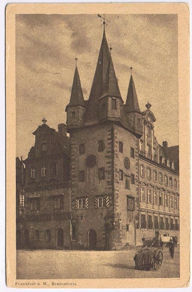 Germany Postcard RPPC Frankfurt Rententurm Gothic Gate Tower