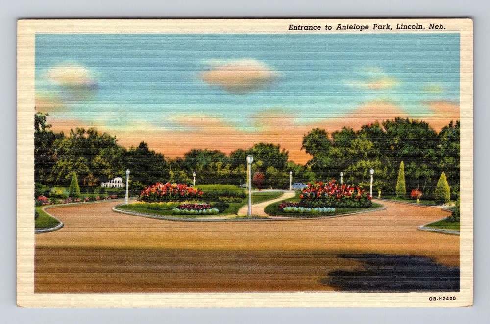 Lincoln NE-Nebraska, Entrance to Antelope Park, Vintage Postcard