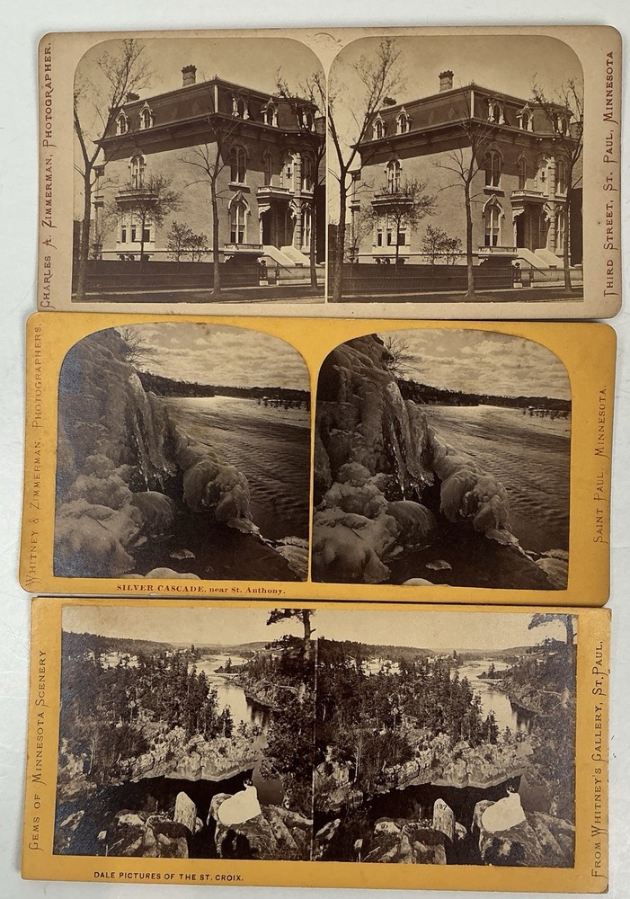 Antique Stereoview Card Lot Of 3 Minnesota Scenery