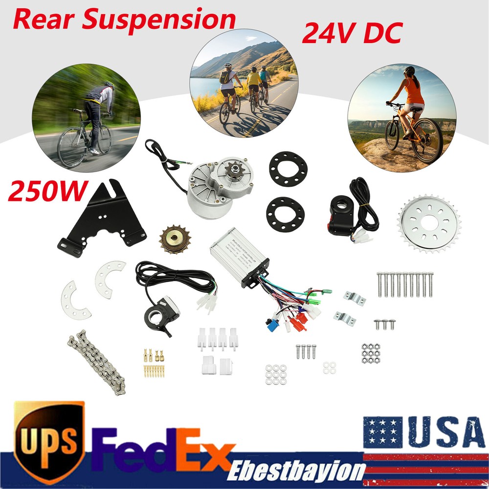 24V 250W Rear Wheel Electric Bike Brushless Motor Kit with Speed Control  