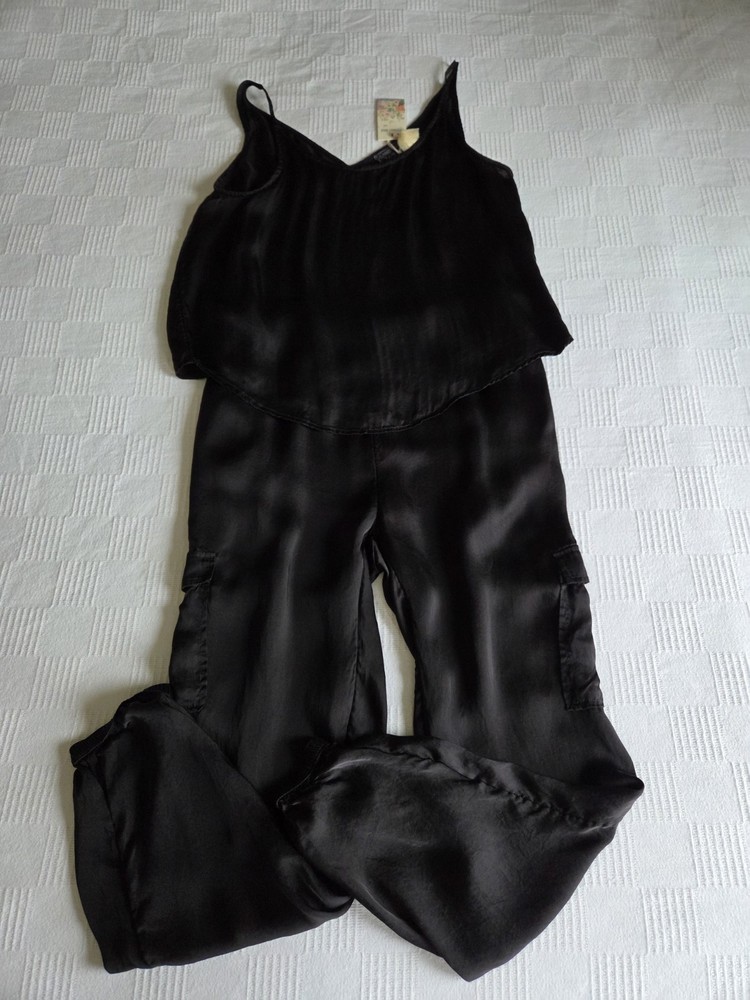 Johnny Was 2 Piece Set Khay Viscose Cargo Joggers Pants Cami Top  Black Size M