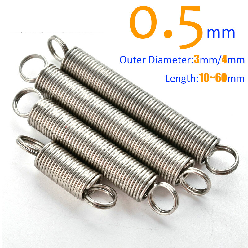 0.5mm 304 Stainless Steel Tension Spring Ring-End 10-60mm Expansion