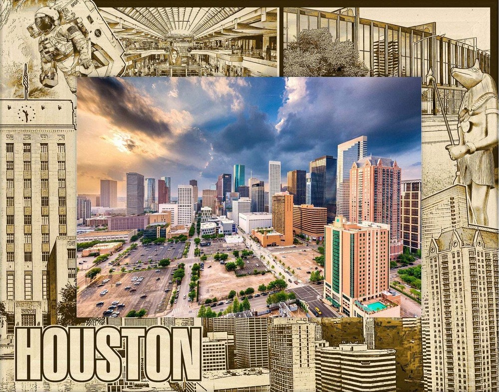 Houston Texas Laser Engraved Wood Picture Frame Landscape (4 x 6)