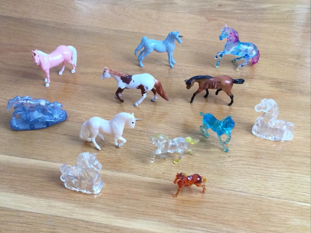 Vintage to Modern Mini Unicorn & Horse Figurine Lot Acrylic Breyer Figures