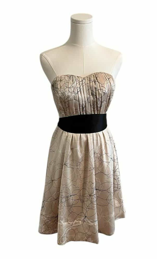 The Limited Strapless Champagne Satin Floral Dress Women’s Size 2