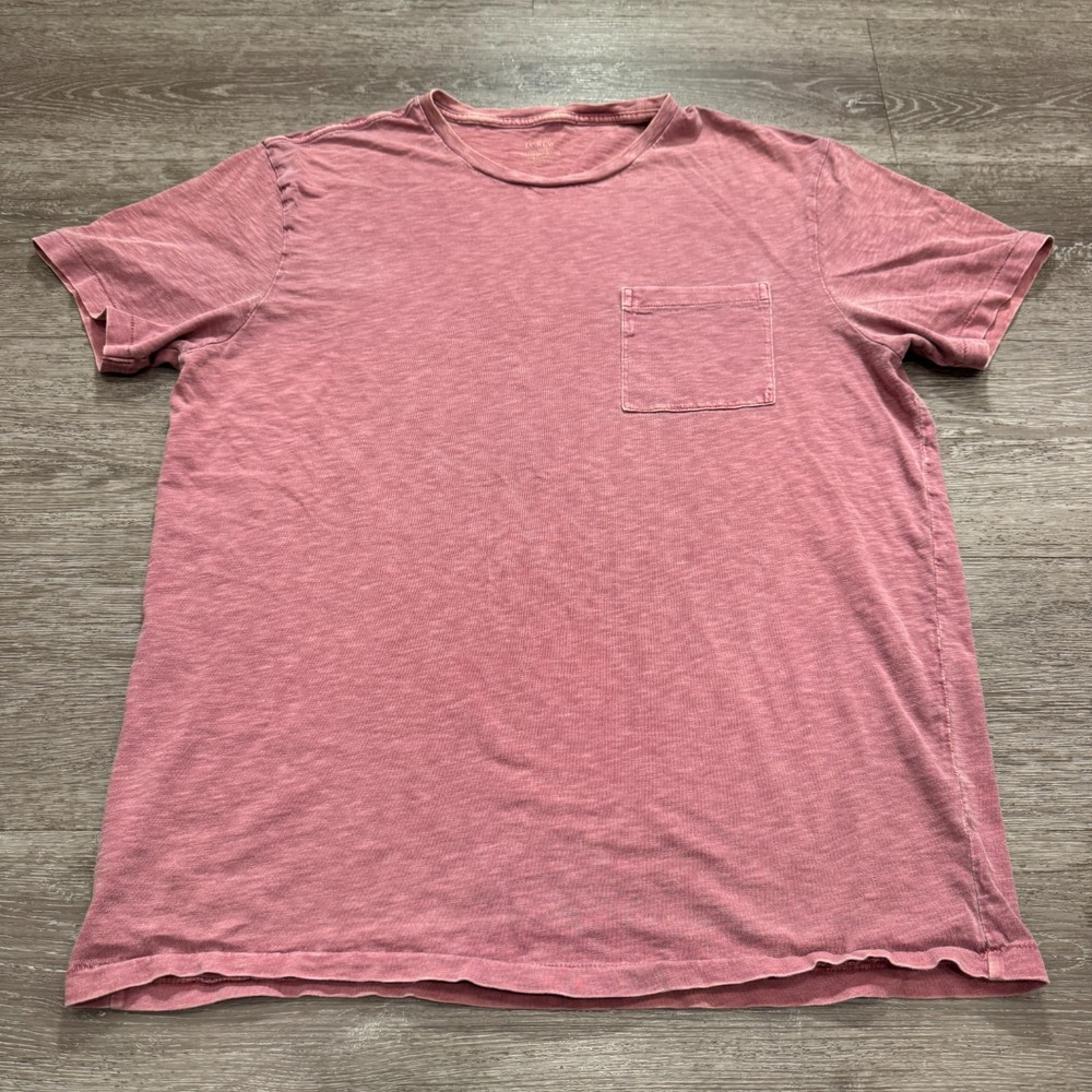 J Crew Shirt Mens Large Pink Garment Dyed Crew Neck Cotton Preppy Casual Adult