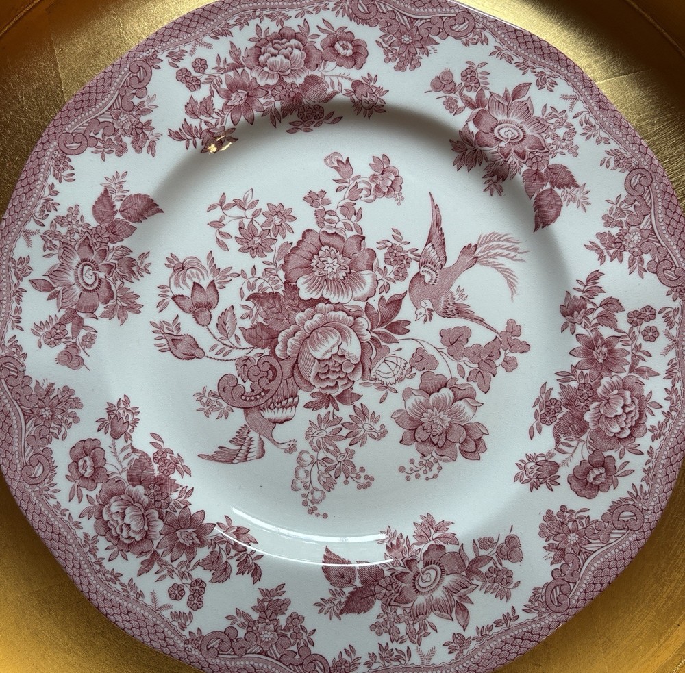 Johnson Brothers Asiatic Pheasant Dinner and Salad Set Plate Red Pink