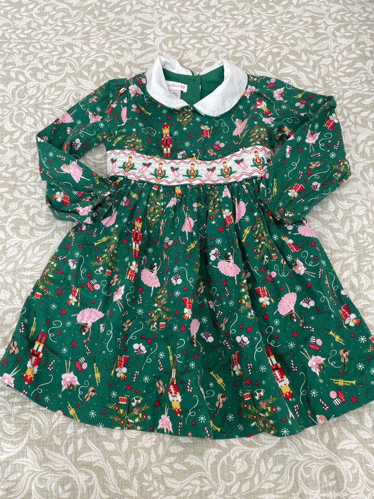 Bonnie Jean Dress Girl 4T Nutcracker Ballet Novelty Print Smocked A Line Holiday