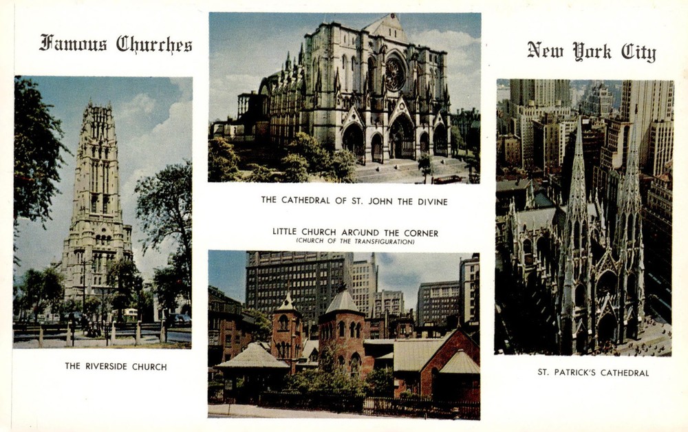1950s Famous Churches New York City NY Chrome Multi-view Postcard St Patricks