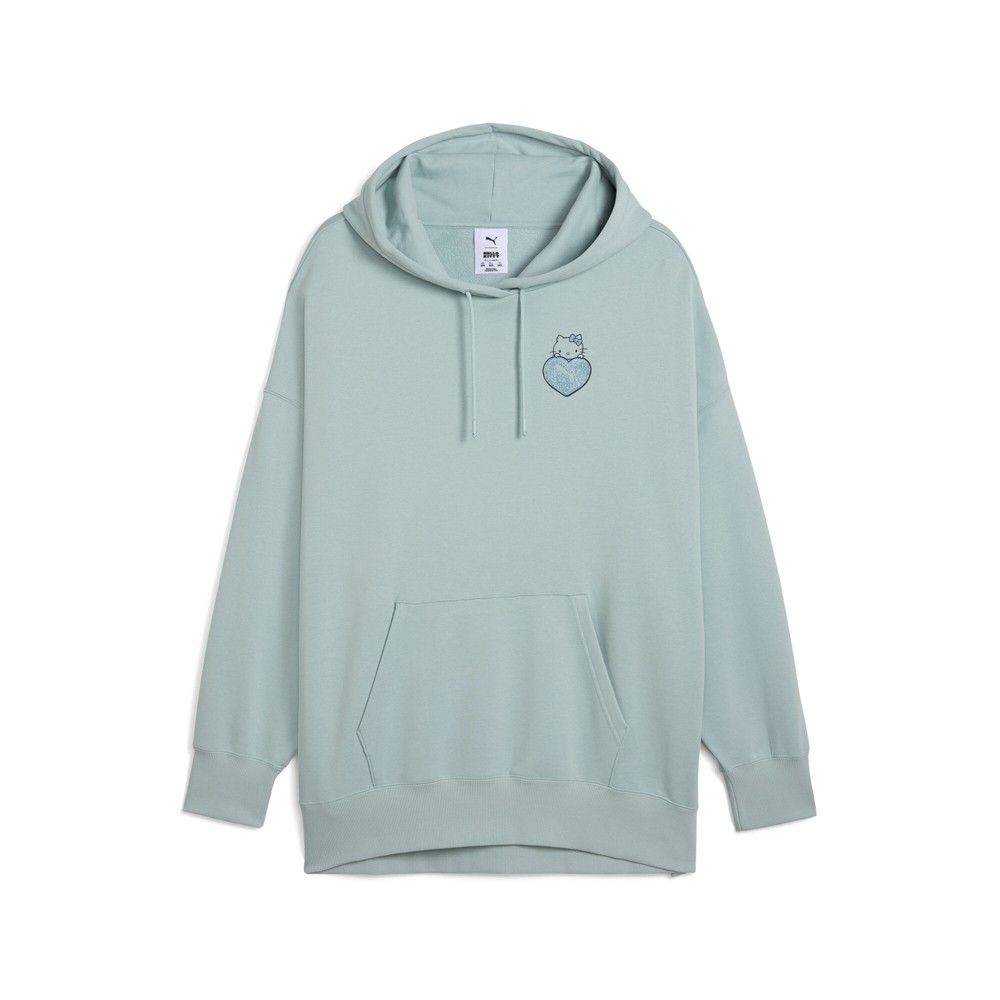 PUMA  X Hello Kitty Graphic Oversized Pullover Hoodie Womens Green Casual Outerw
