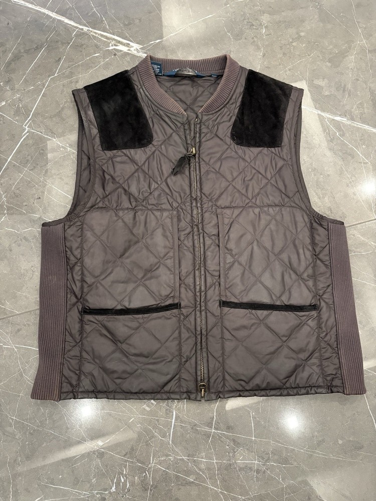 Vintage Polo Ralph Lauren Quilted Hunting Vest XL Black Purple