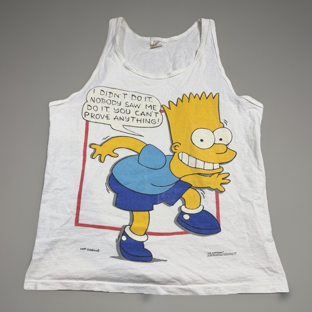 Vintage 90’s 1990 Bart The Simpsons Mens Tank Top Shirt Size Large I Didnt Do It