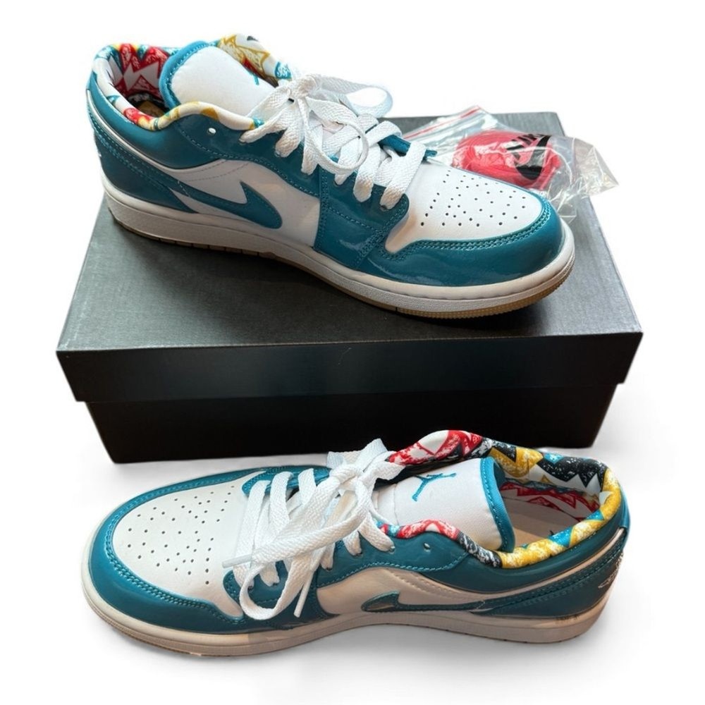 Nike Air Jordan 1 Low Barcelona Teal White Size 8 Men’s Sneakers
