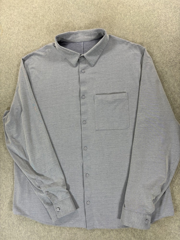 Lululemon Performance Long Sleeve Button Down Shirt (Men's 2XL) Blue