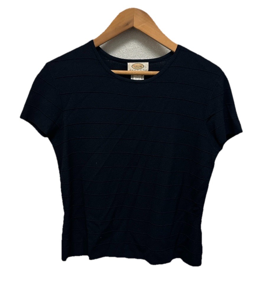 Talbots Petite Women’s Sweater Blouse Sz Medium NAVY Coastal Nautical Preppy Top
