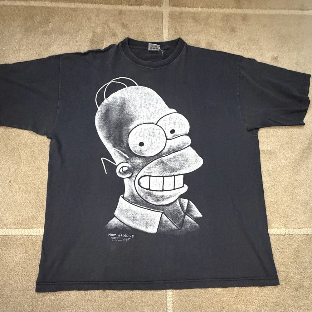 Vintage Matt Groening Homer Simpsons Blackout Shirt Blue Rain Tag xL 90’s Rare