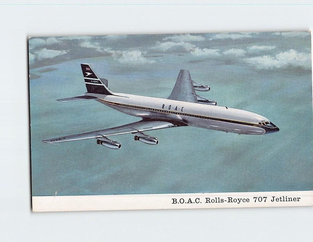Postcard BOAC Rolls-Royce 707 Jetliner