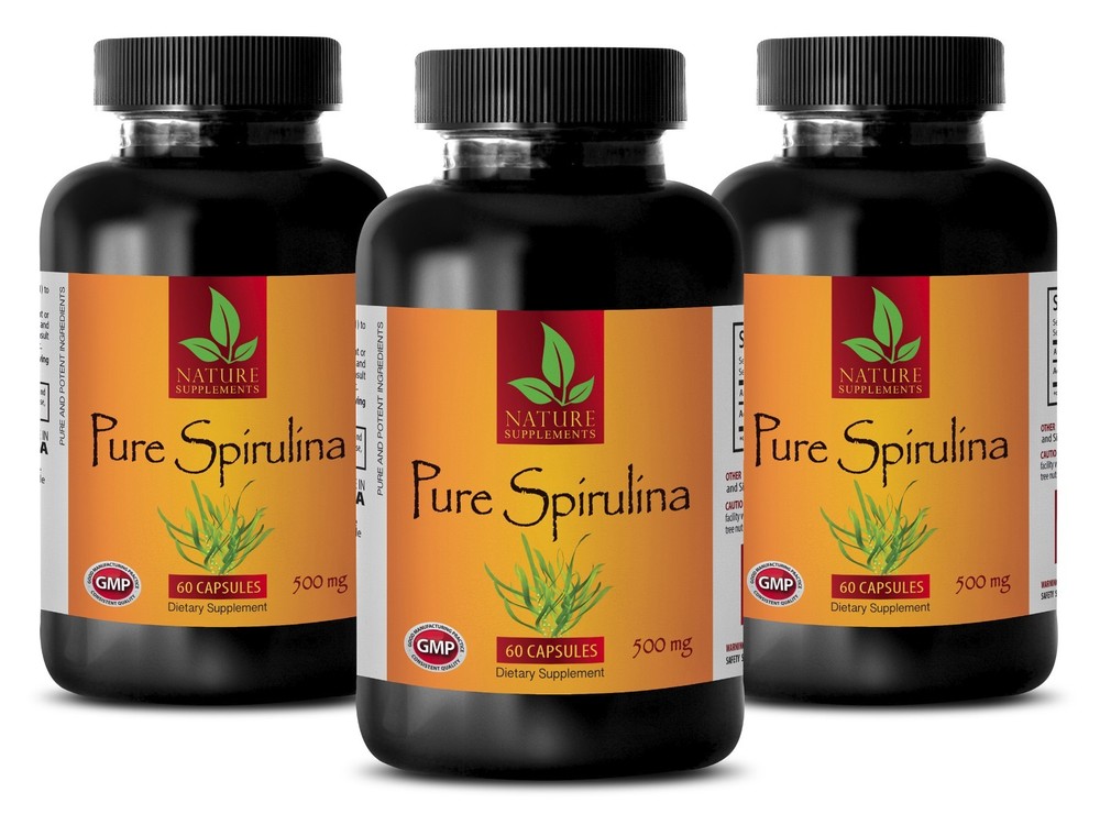 Antioxidant formula - SPIRULINA 500mg - detox body cleanse - 3 Bottles