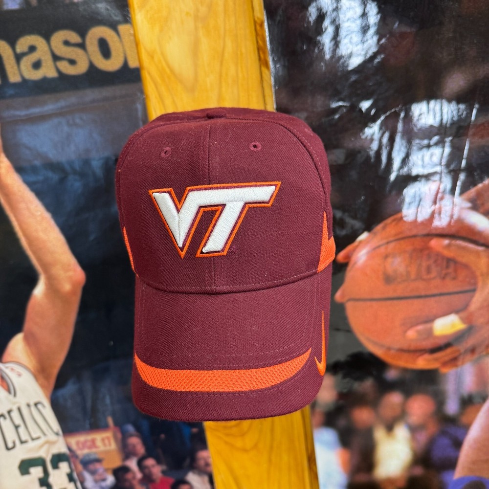 Vintage Nike Virginia Tech Hokies strap back hat cap Swoosh embroidered football