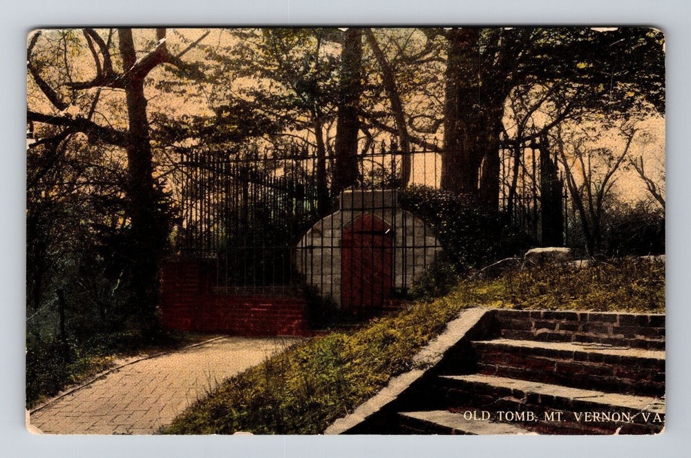 Mt. Vernon VA-Virginia, Old Tomb, Gate, Vintage Postcard