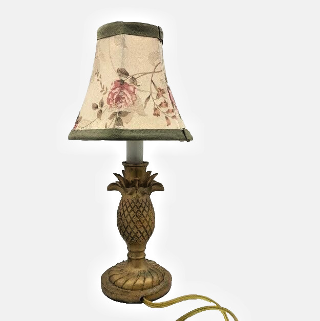 Vintage Pineapple Table Lamp Fabric Shade Bulb Included Yellow Cord 15 Watt