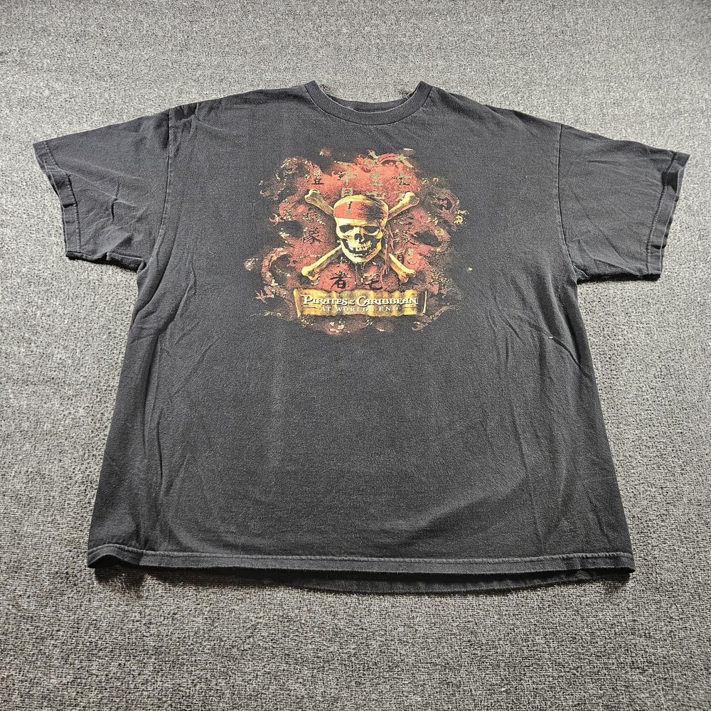 Disney Pirates Caribbean Shirt Mens XL Black At World's End Skull Graphic Tee