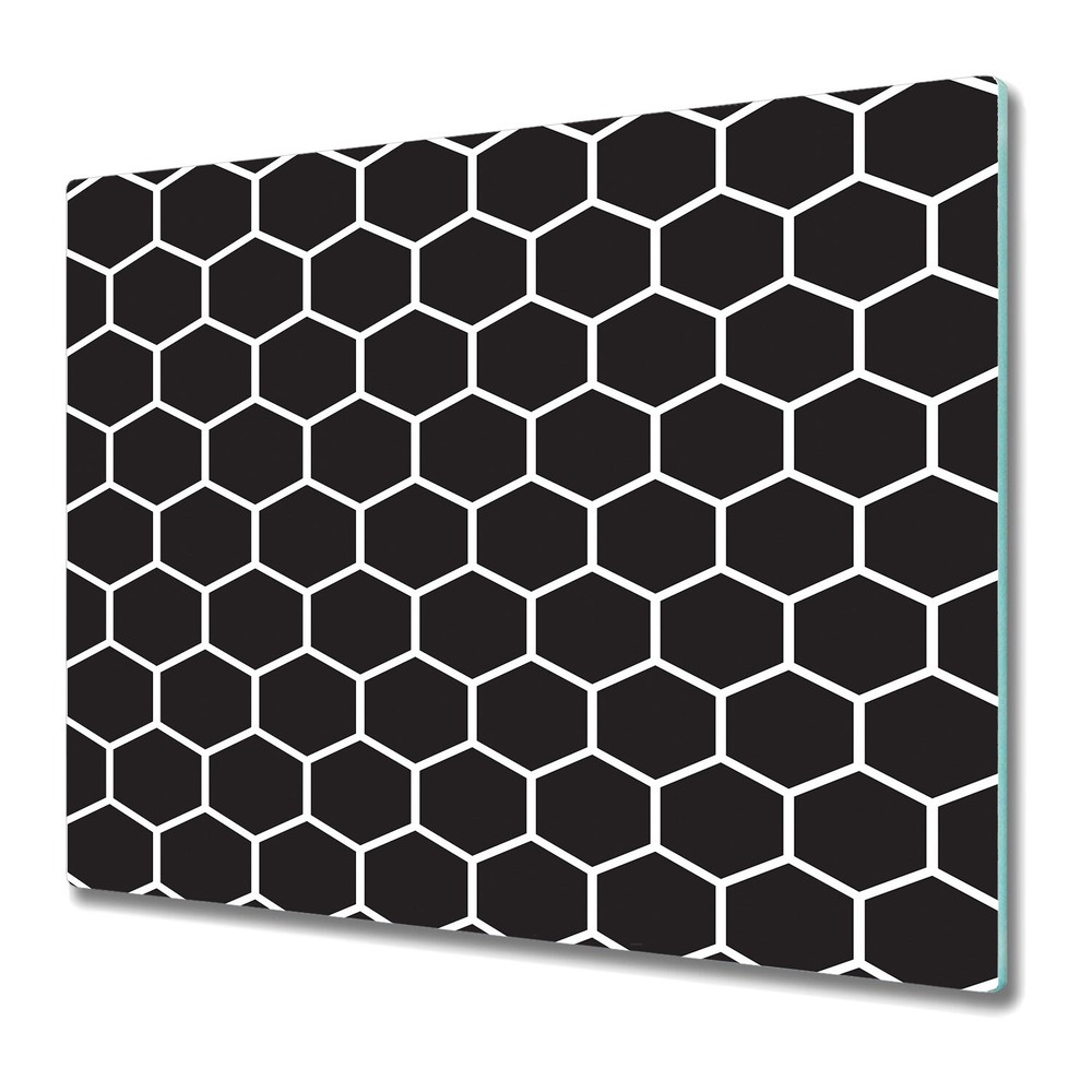 Glass Chopping Board Utensil Worktop Saver Aqua geometric hexagon blue 60x52