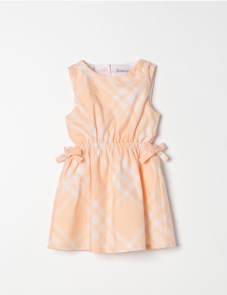 BURBERRY KIDS girls pink cotton check dress