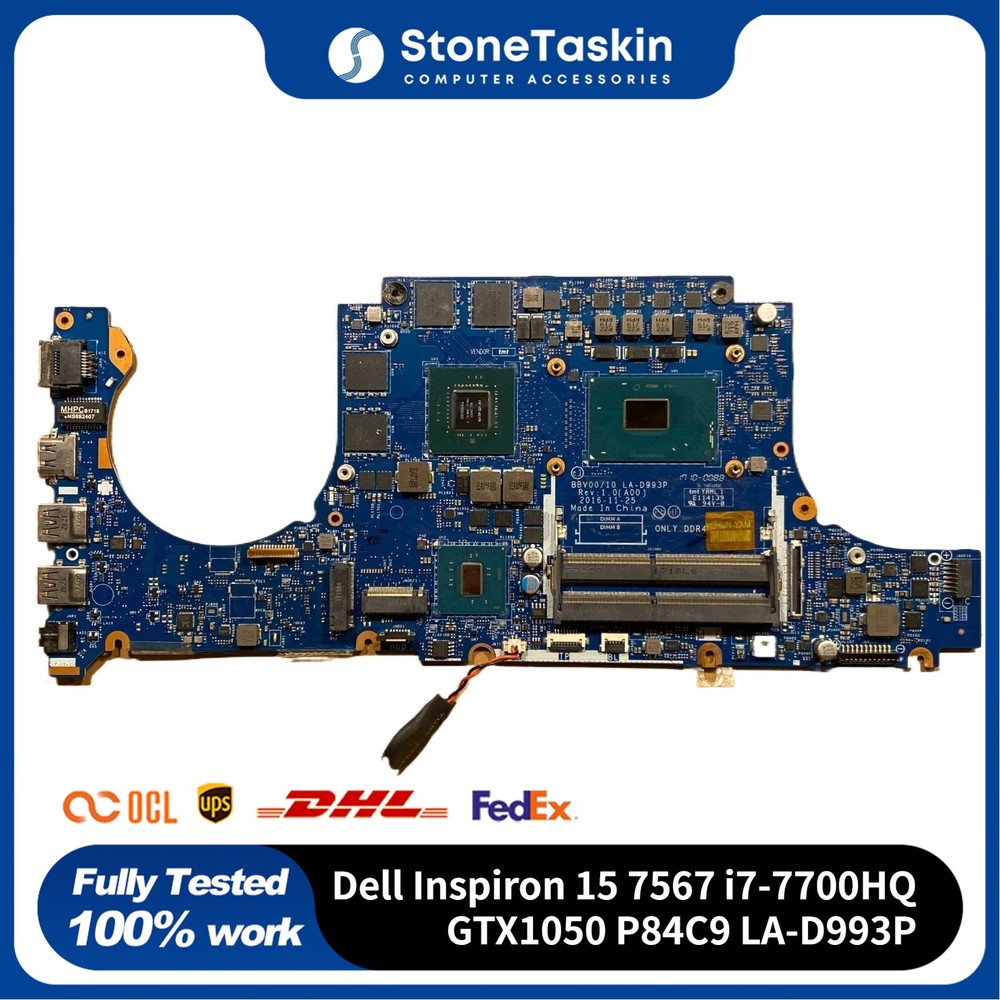 For Dell Inspiron 15 7567 Motherboard Intel i7-7700HQ GTX1050 P84C9 LA-D993P