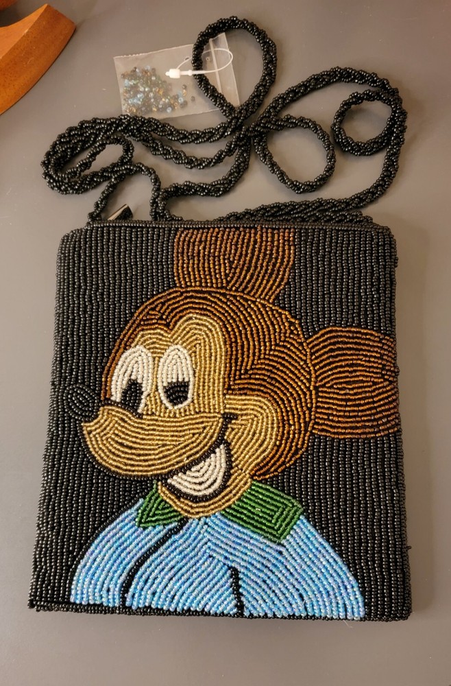 Vintage Beaded Mickey Mouse Style Crossbody Purse, Rare Find Unique Gift Holiday