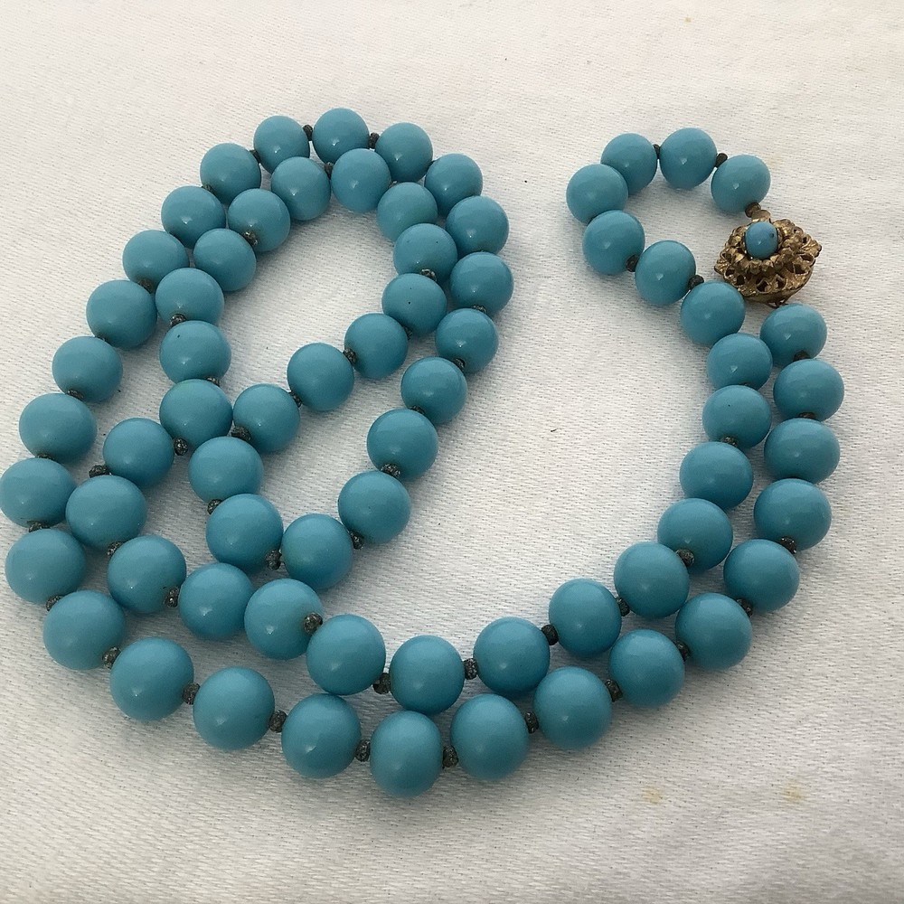 Miriam Haskell Turquoise Bead Necklace, vintage.