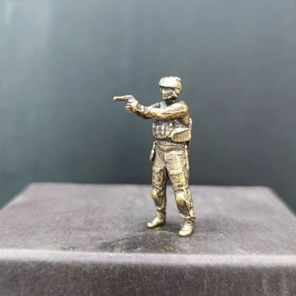 Solid Brass Modern U.S. Army Pistol Elite Special Forces Soldier Model Ornament