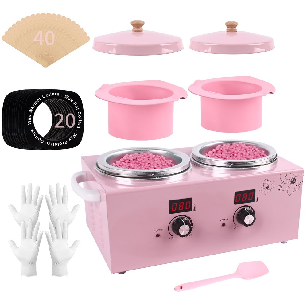 Double Wax Warmer Machine, Professional Digital Waxing Kit for Women Hair Rem...