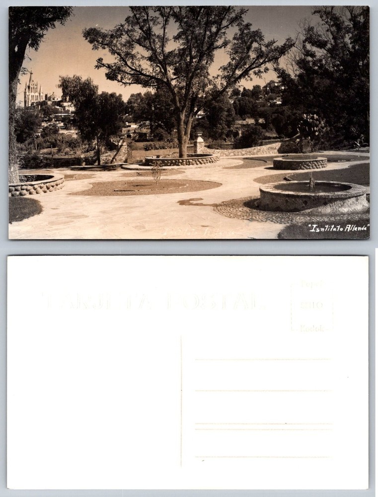RPPC Instituto Allende San Miguel de Allende Mexico Park Church Vintage