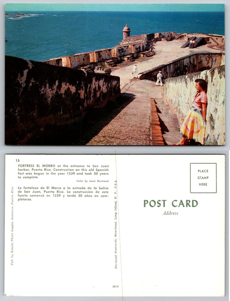 El Morro Fortress San Juan Puerto Rico Vintage Postcard Louis Dormand Chrome