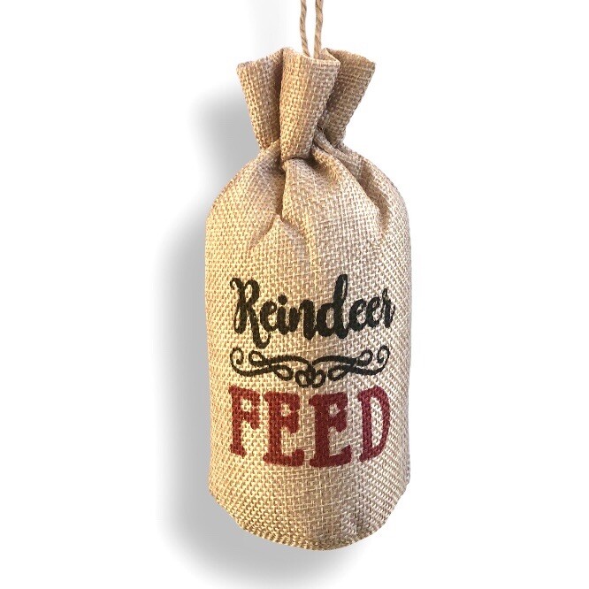 Reindeer Feed Sack Christmas Ornament Farmhouse Rustic Country Burlap Ranch Farm