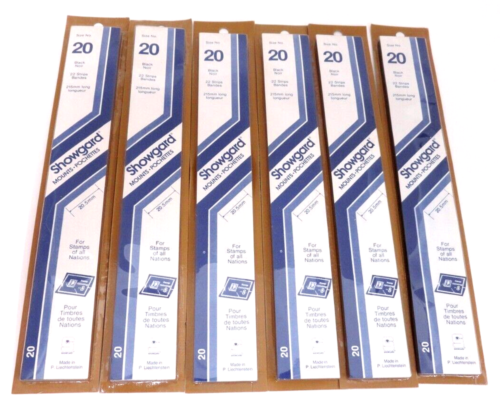 Showgard Dark Black Stamp Mounts 215/20 Lot of 6 Packs of 22 For US Minis (m69a)