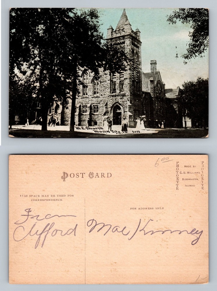 Mason City, IA-Iowa, Methodist Episcopal Church Gothic Revival Vintage Postcard